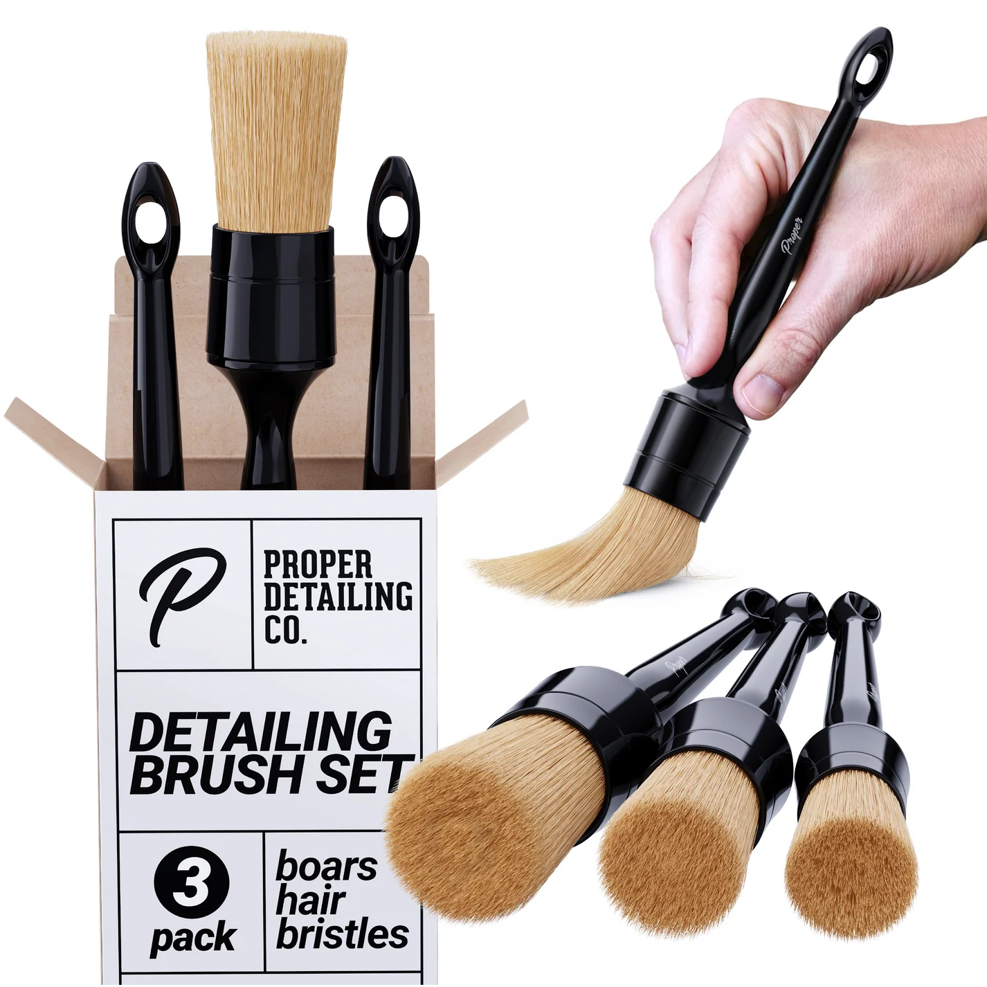 Proper Detailing Boars Hair Detailing Brushes