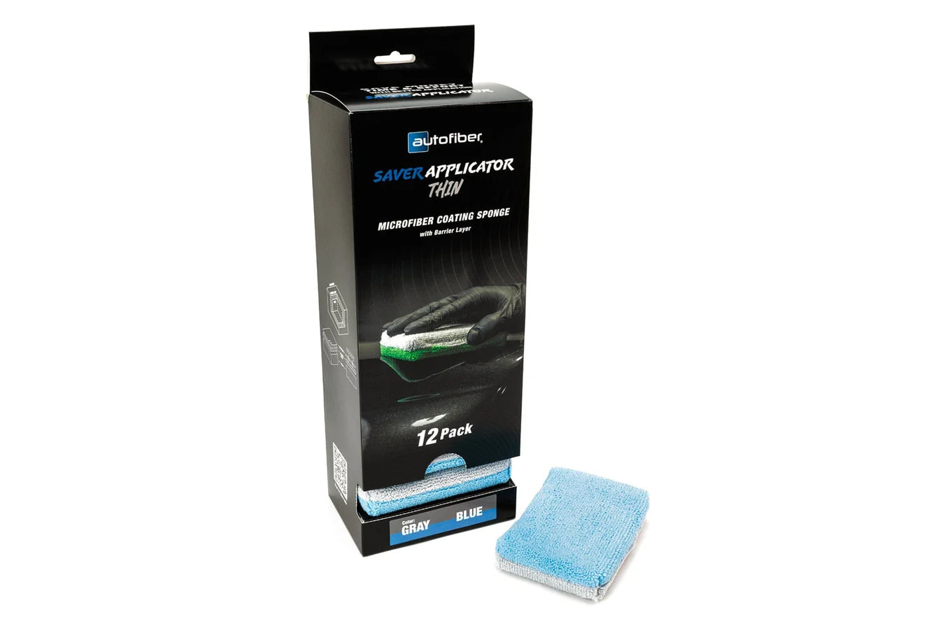 Autofiber Thin Microfiber Coating Applicator Sponge with Plastic Barrier - 12 pack