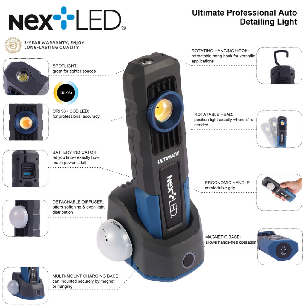 NEXTLED - Ultimate Professional Rechargeable Auto Detailing Light