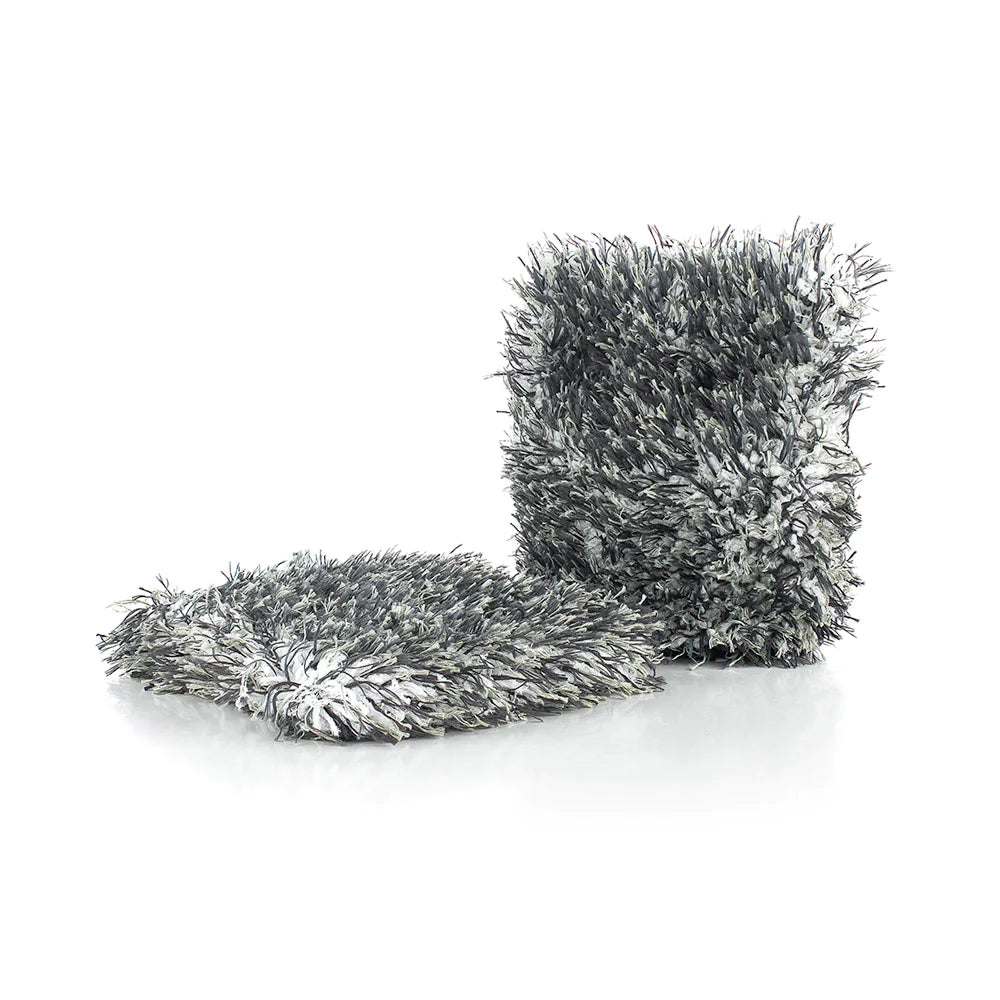 The Rag Company Ultra Wheel Mitt - 6" x 7" | Black and Grey | 2 pack